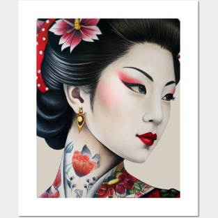 Japanese Geisha Tattoo Posters and Art